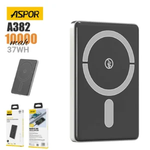 Aspor A382 Wireless Magnetic Portable Mini 10000mah, 37wh Wireless Power Bank