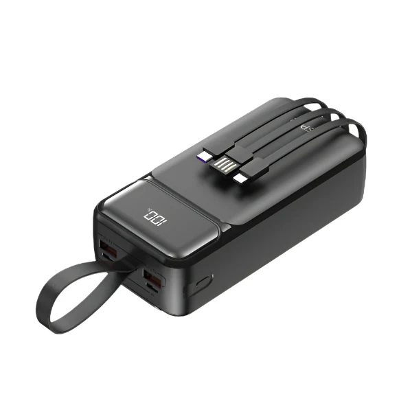 Aspor A317 22.5w 30000mah Fast Charging Power Bank With 3 Cables Black - Image 2